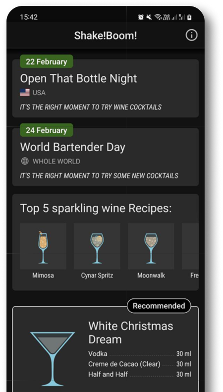Cocktail app UI